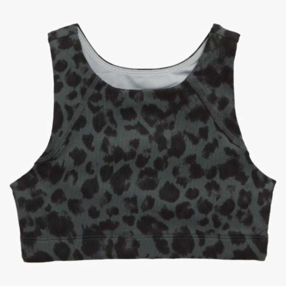 Zella Girl (Nordstrom brand) Radius Ladder Back "Grey Urban Cheetah" Sports Bra
